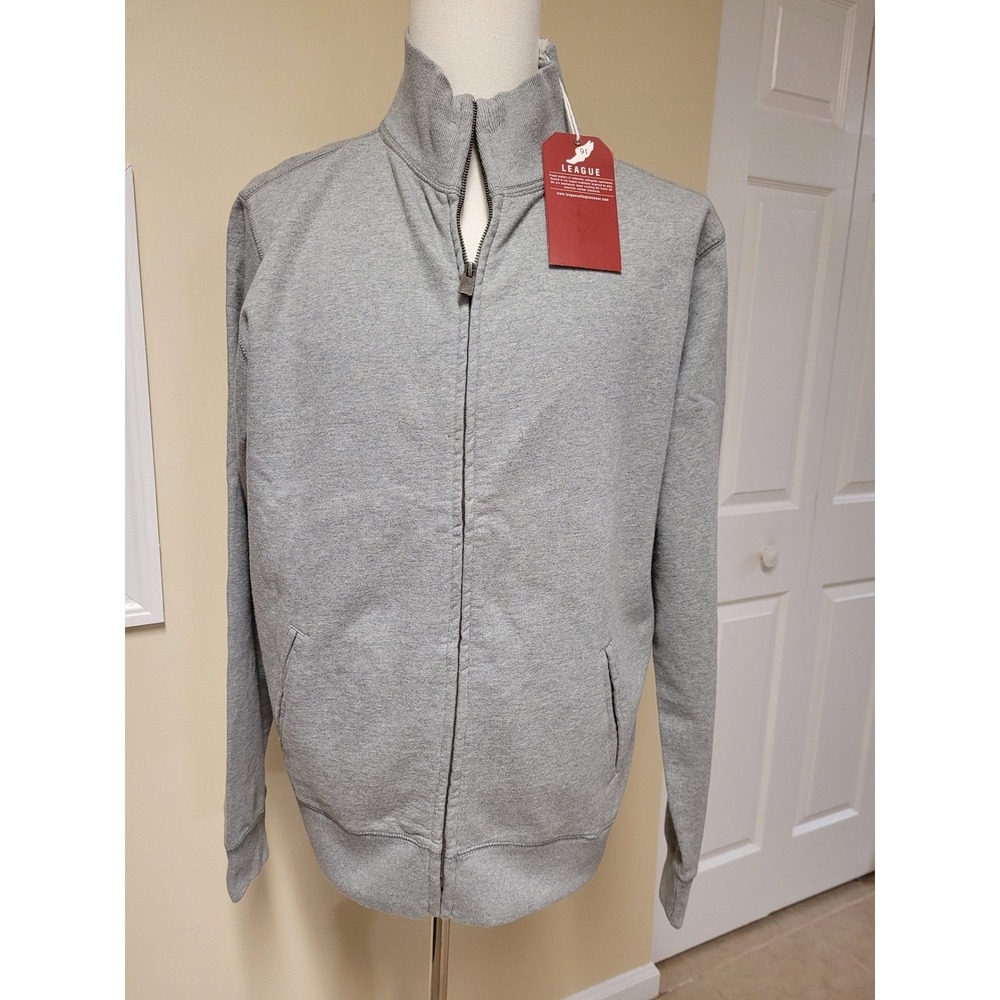 LEAGUE‎ Collegiate Outfitters Mens Gray Full Fleece Zip Track Jacket NWT Size L